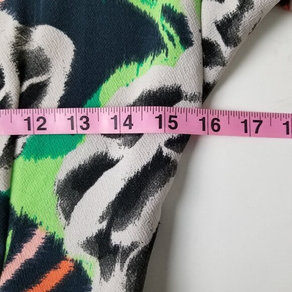 ASOS Size 4 Bright Floral Wiggle Print Short‎ Sleeve Midi Dress Pockets - Picture 9 of 13